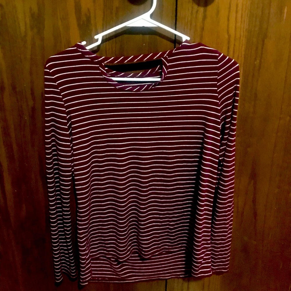 Red and white striped long sleeve t-shirt